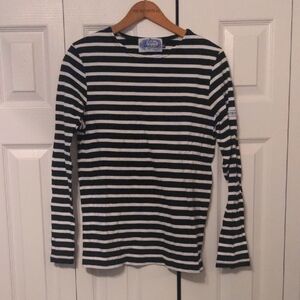 Black and White Striped Long Sleeve Shirt